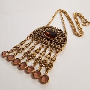 Goldette Etruscan Revival Tassel Necklace Bohemian